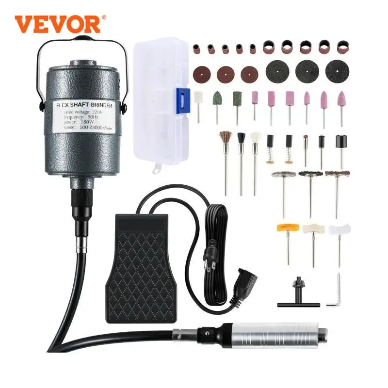 VEVOR Hanging Flexshaft Mill 380/560/780W Electric Jewelry Grinding Polishing Tools Stepless Speed Stone Wood Sanding Pen Kit