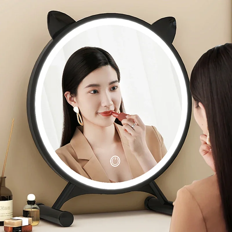 Modern Makeup Mirror Compact Korean Bedroom Funky Girls Aesthetic Items Art Circular Mirror Cosmetics Espelhos Home Decorations