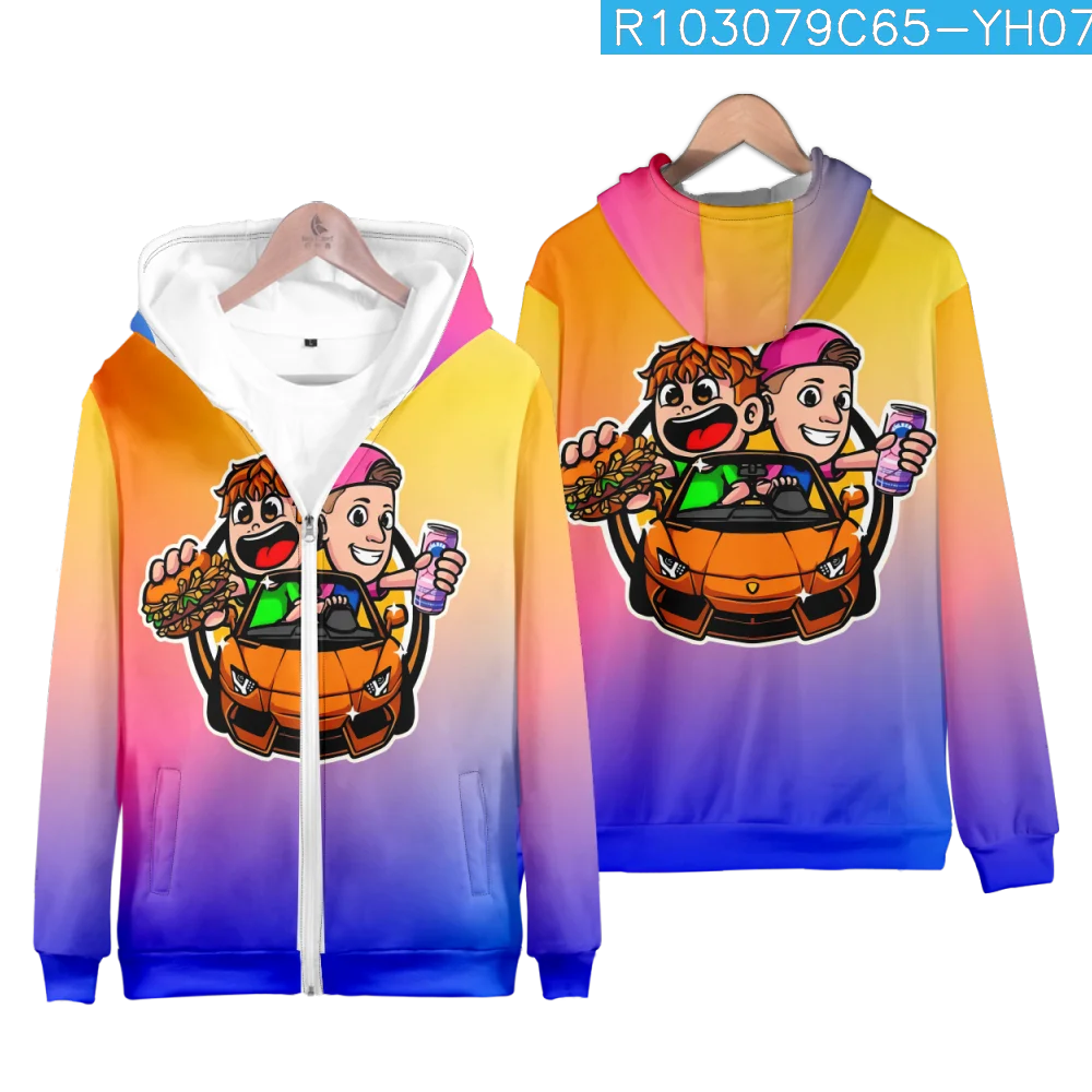 Sweat à capuche zippé de couleur dégradée pour adolescents, jeu d'anime, Burgerpomms, icrimax, PVD, mode, personnalité Y, vêtements pour enfants