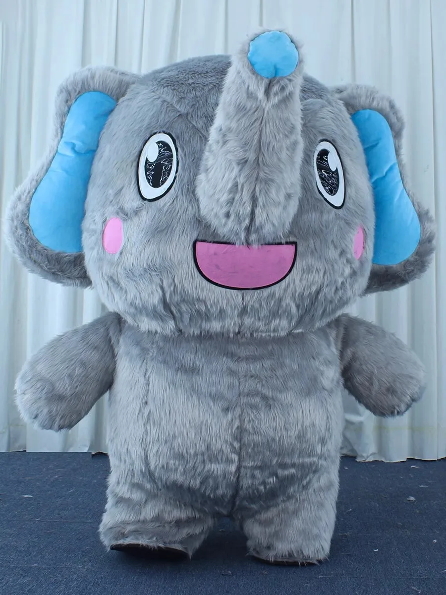 Disfraz inflable de elefante de peluche gigante de 2M/2,6 M, disfraz de mamut peludo, ropa de Cosplay, vestido elegante para fiesta, accesorio de ceremonia publicitaria