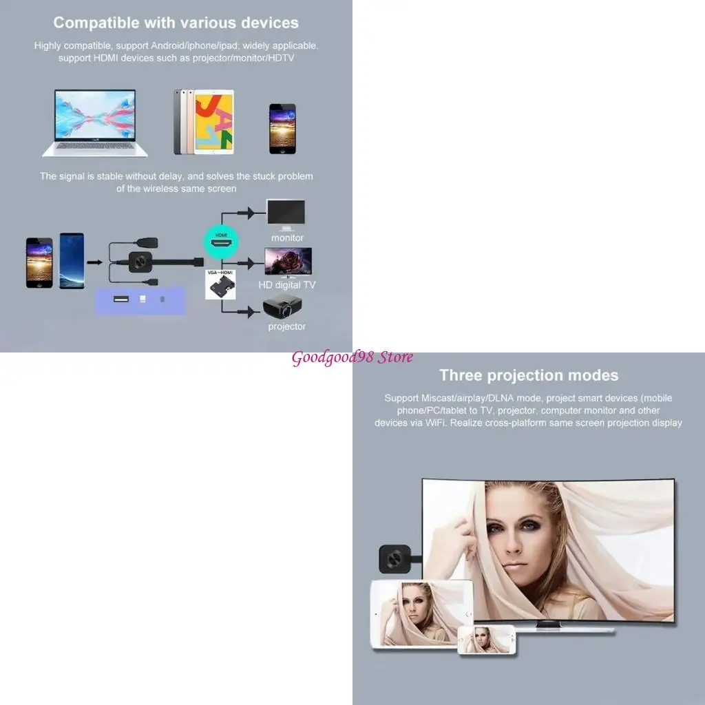 

Mirror Screen for Phone Wireless Screen Mirroring Adapter Multiple Devices for Home Entertainment