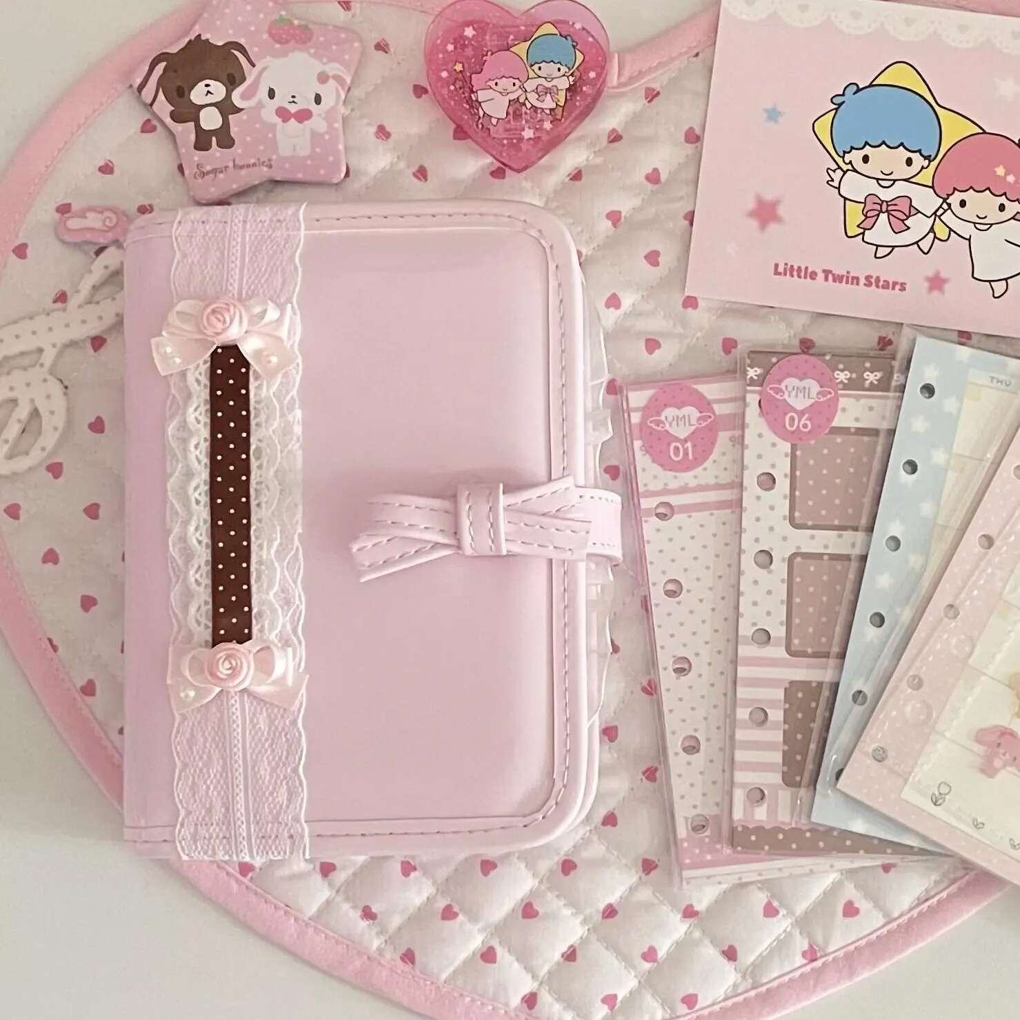 Carnet de notes A7 en cuir rose avec nœud papillon, style Ins, agenda féminin de haute qualité, papeterie