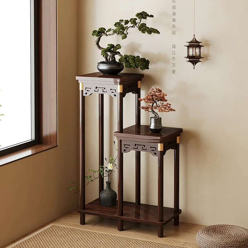 

Китайская цветочная стойка, многослойная стойка для цветочного стола из цельного дерева в гостиной от пола до потолка, балкон, новая внутренняя полка для цветочных горшков