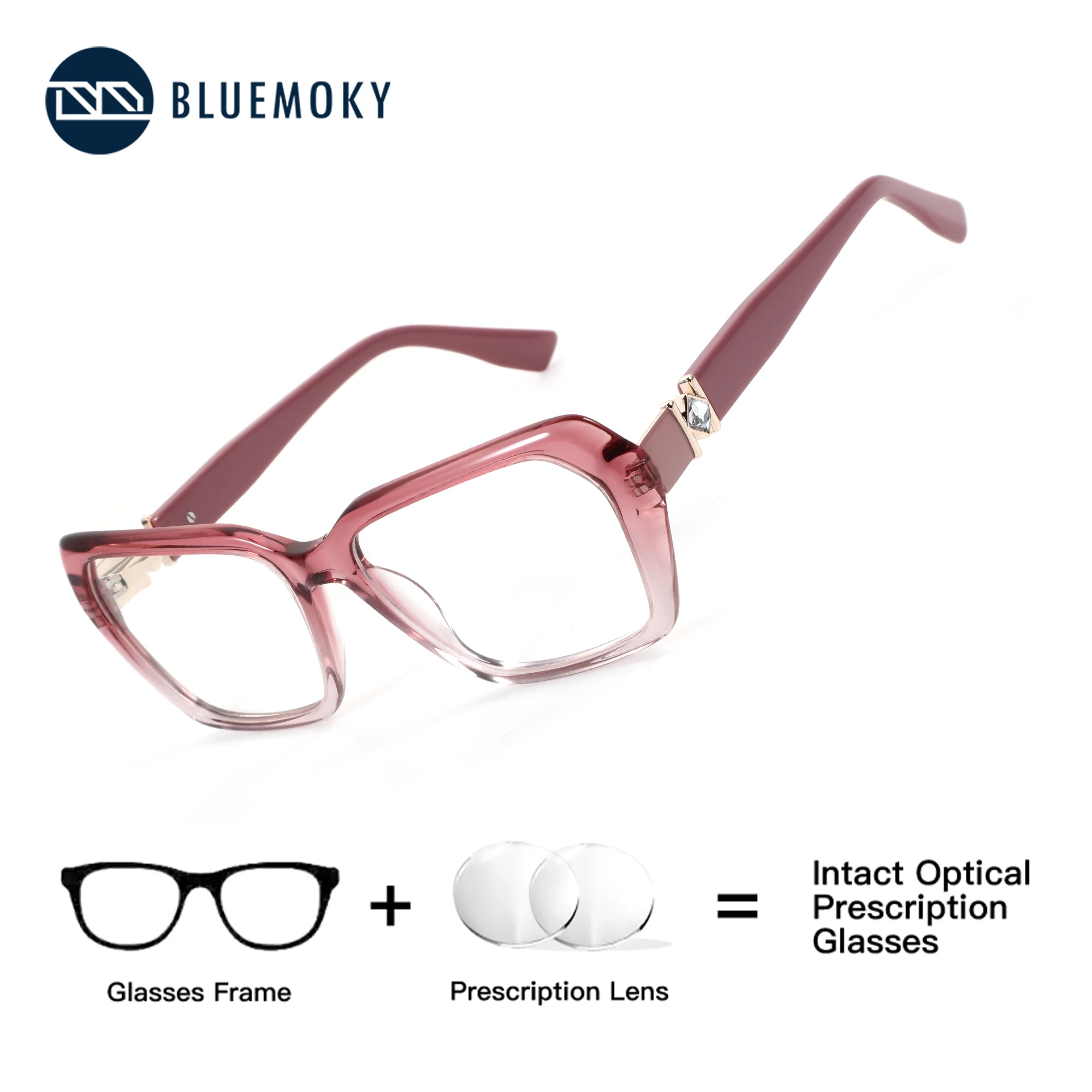 BLUEMOKY خلات فراشة وصفة طبية مخصصة نظارات النساء النظارات البصرية مع وصفة مكافحة الضوء الأزرق قصر النظر العدسات الرؤية