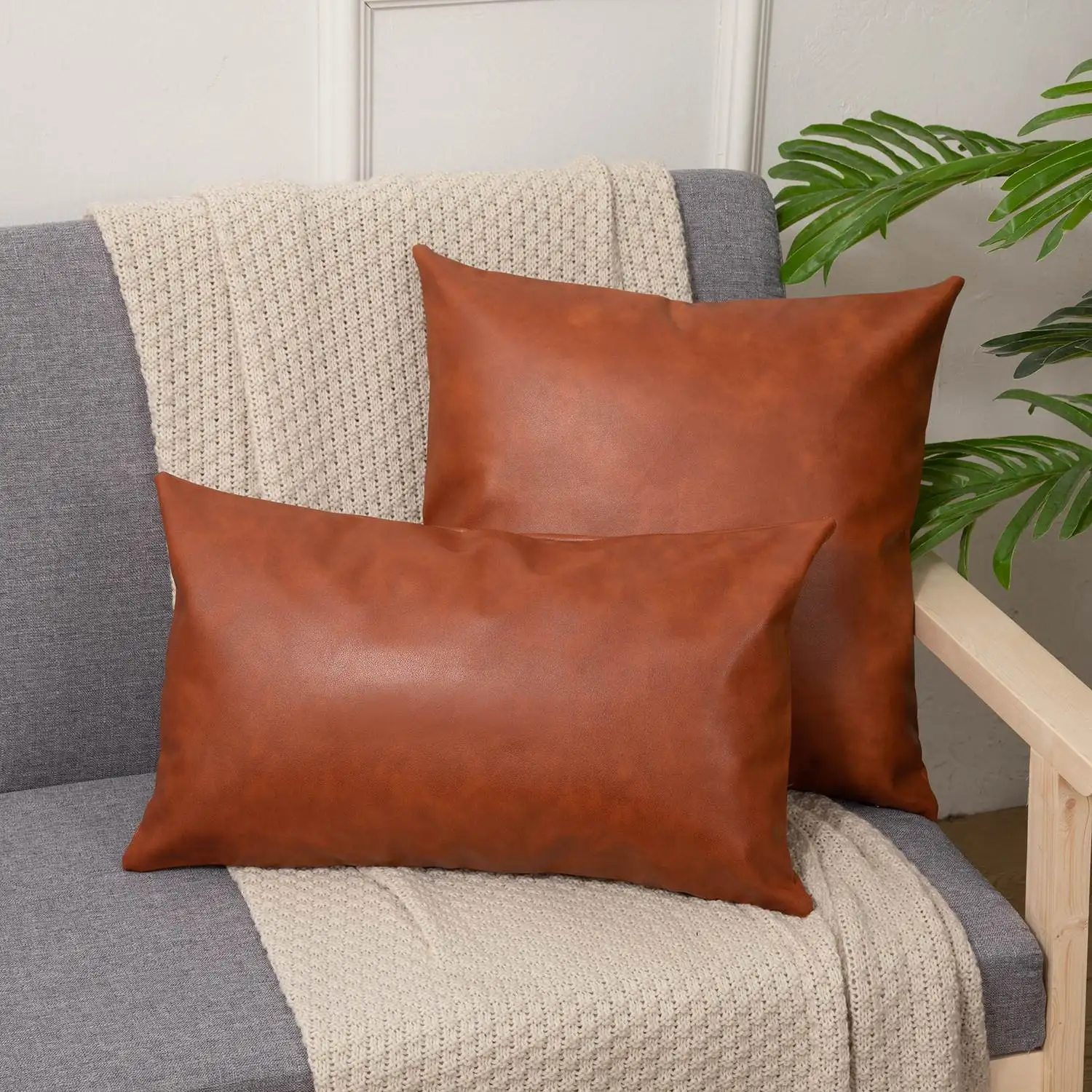 Leather Pillowcase Office Hotel Cross-Border Sofa Cushion Cover U-Shaped Pillow PP Cotton Filling Heart-Shaped  Color