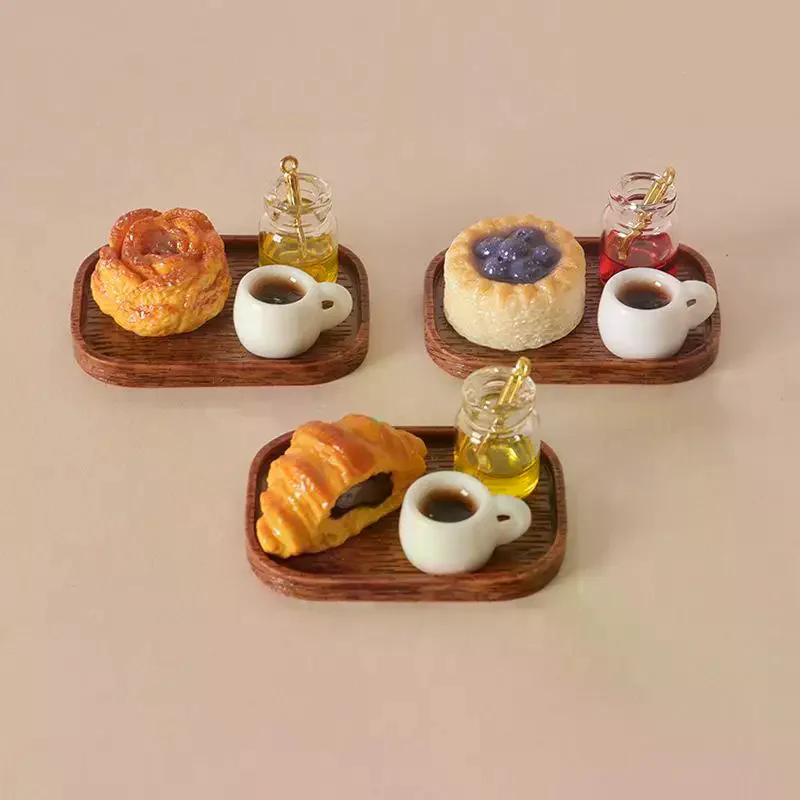 Miniature Fast Food Toy Set High Simulation Detail Durable for Dollhouse Scene Decor DIY Handmade Craft Kid Pretend Game Toy