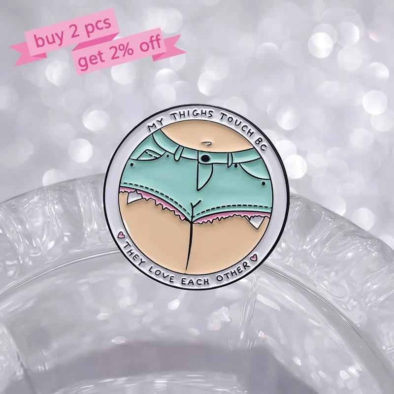 Sexy Anime Girl Enamel Pins Custom My Thighs Touch Pale Brooches Lapel Badges Miniskirt Thigh Jewelry Gift for Friends