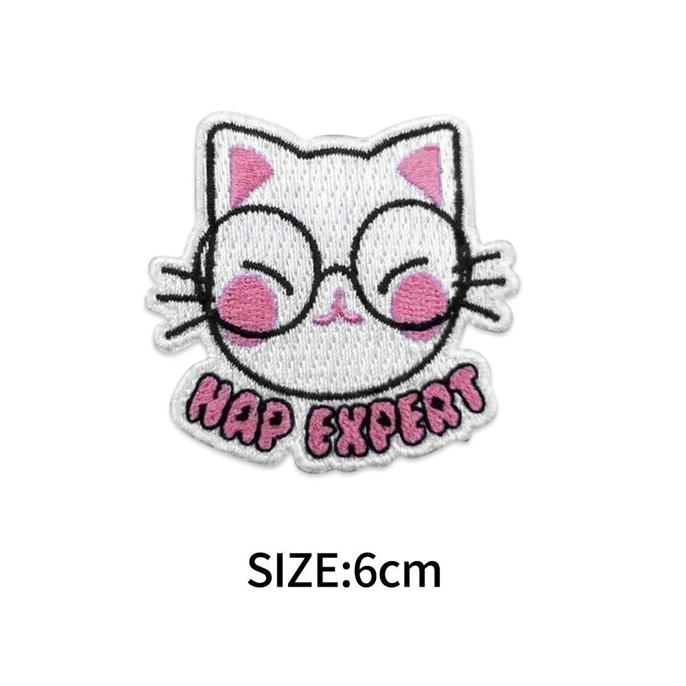 HAP EXPERT Cat Embroidery Patches Cute Embroidery Patches for Clothing Jackets T-shirts Bags Kawaii Cartoon Animal DIY Funny