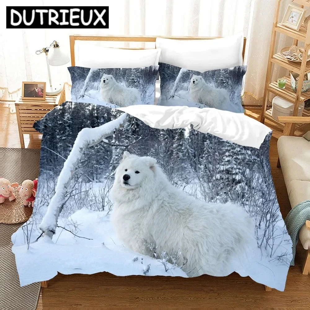 3D Samoyed Bedding Sets Duvet Cover Set With Pillowcase Twin Full Queen King Bedclothes Bed Linen