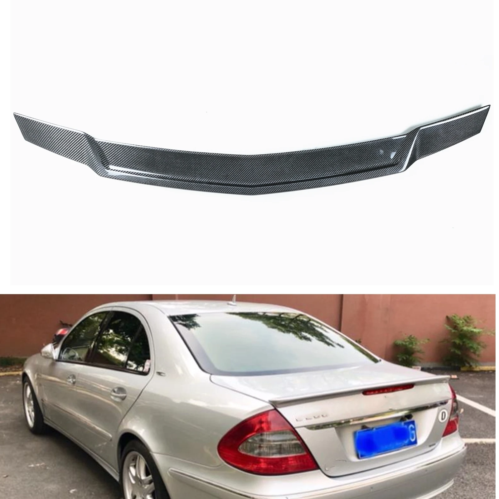 For Mercedes Benz W211 E-Class 2003-2009 Rear Trunk Lid Spoiler Wing 4 Door E320 E350 E500 Carbon Fiber Car Trim Splitter Lip