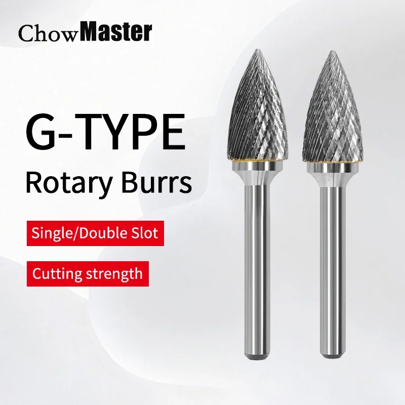 Chowmaster G GX Type Caribde Rotary File Single Doble Grooving Cutter 6mm Shank 6-16mm Tungsten Steel Rotary Burr for Metal Wood