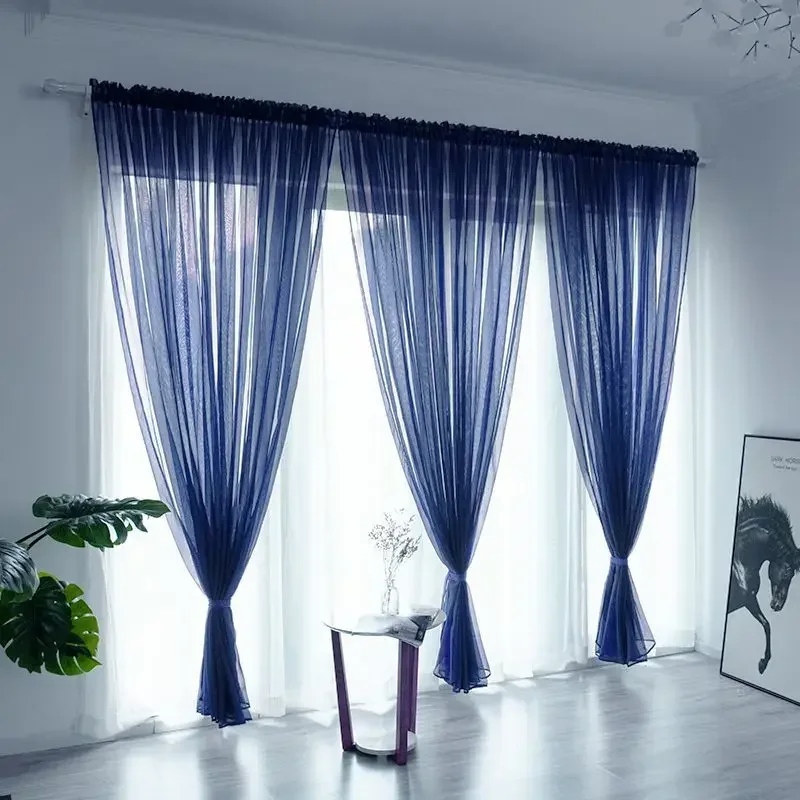 

NH4240Simple translucent curtain gauze solid color finished gauze curtain