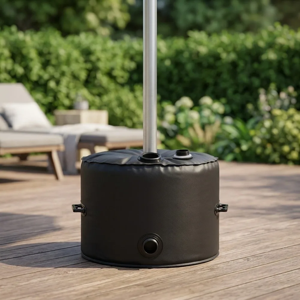 Weather Resistant Water Filled Umbrella Base Round with Handle Outdoor Umbrella Stand for Patio and Pool Areas