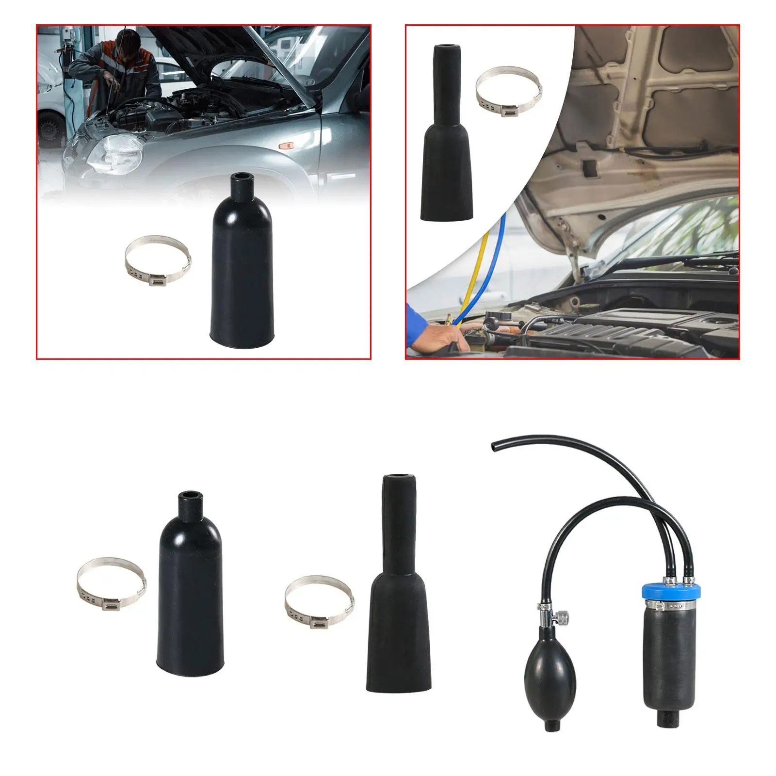 Smoke Airbag Leather Case Short Ball Skin Leak Detection Kit for Automotive Pipe Intake Exhaust Valve Inspection