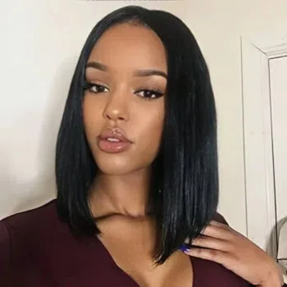 

6X4 Short straight Bob 100% Brazilian Human Hair Glueless wig Straight Suitable For Women To Wear 100% Brazilian Human Hair