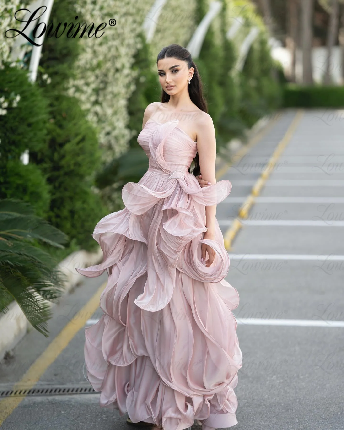 2024 Amazing Pink Prom Dresses Aso Ebi Strapless A Line Princess Wedding Party Dress Customized Birthday Prom Gowns Arabic Robes