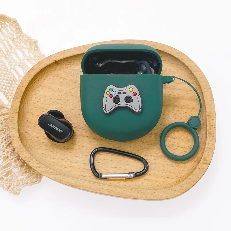Funda de silicona con dibujos animados para auriculares Boses, funda protectora anticaída para auriculares con mosquetón