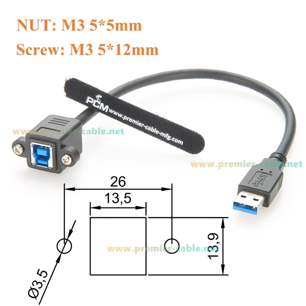 Schraubbare USB 3.0 A-Stecker auf Typ-B-Buchse Verlängerungskabel 5Gbps USB A auf B Druckerkabel für Scanner, Industriekamera – Detail 3
