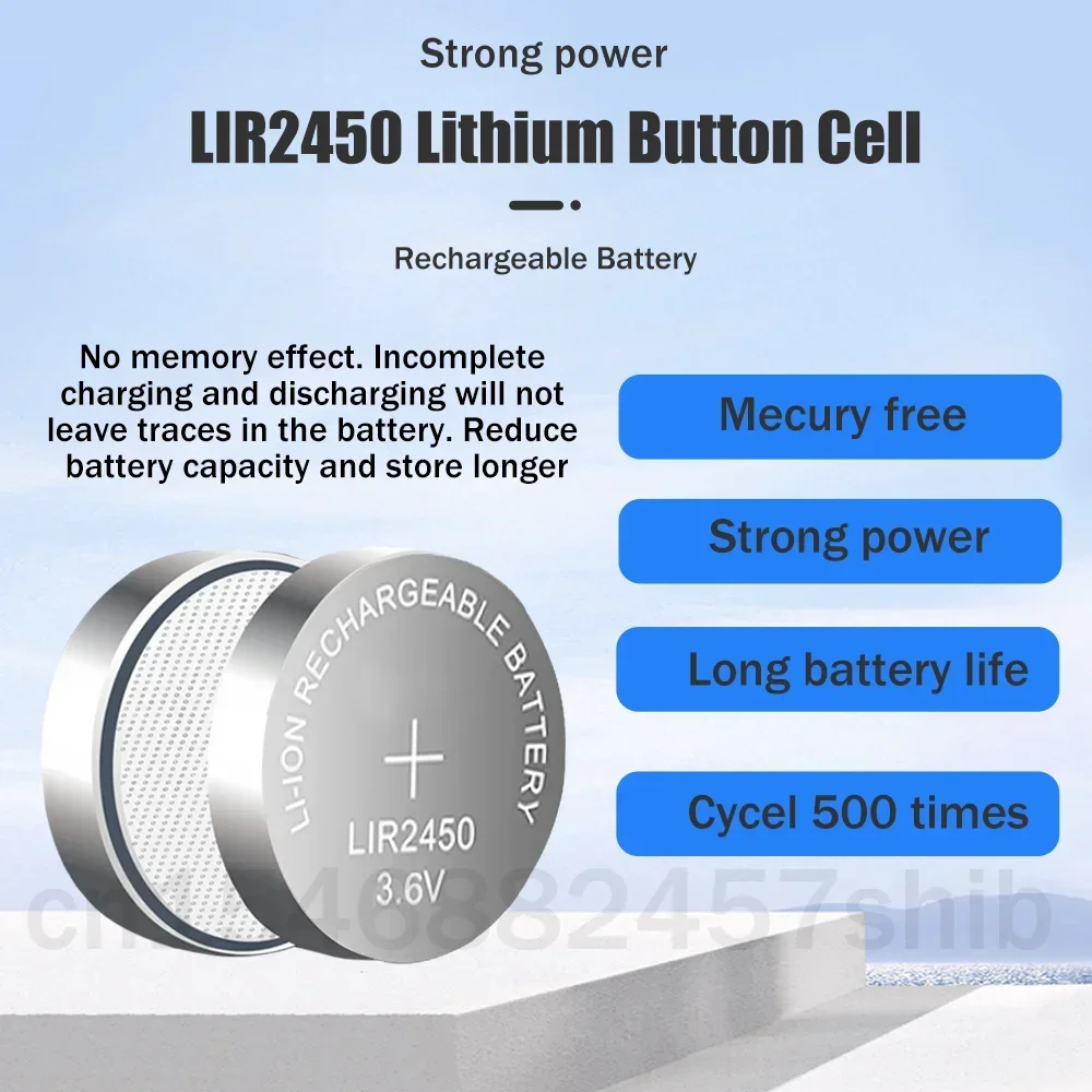 2-10PCS LIR2450 3.6V 120mAh Rechargeable Lithium Battery For Car Key Remote Control CR2450 DL2450 ECR2450 Replace Button Battery