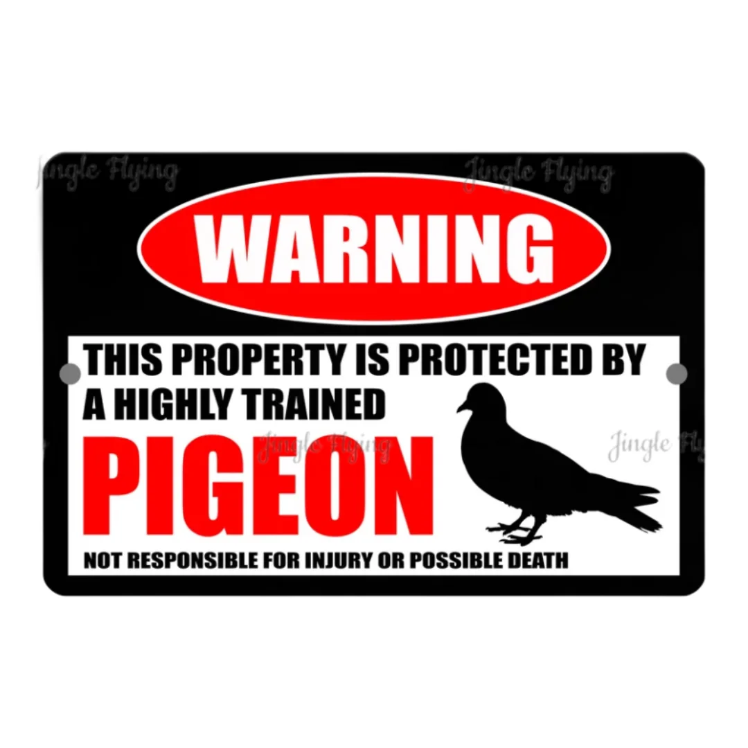 Pigeon Weasel Corgi By Rabbits Sign No Trespassing Sign Funny Metal Yard Sign Plaque Iron Plate Painting Metal Tin Sign