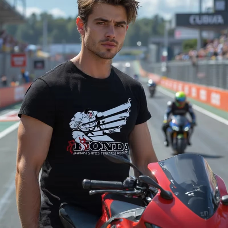 

Honda Motorcycle Modified Rider Equipment Американская хлопковая футболка с короткими рукавами, мужская летняя футболка с принтом