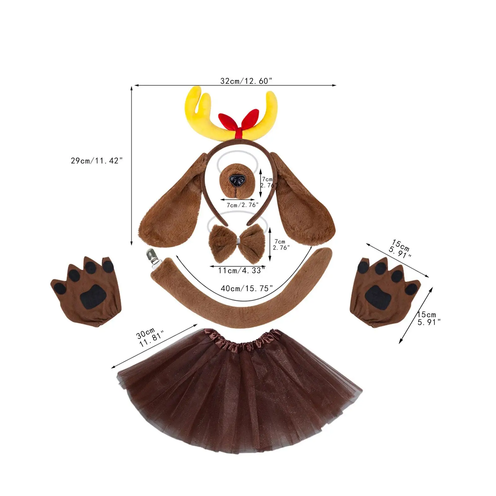 Puppy Hond Kostuum Set Haarband voor Volwassenen Kinderen Prestaties Unisex Geschenken Schattig