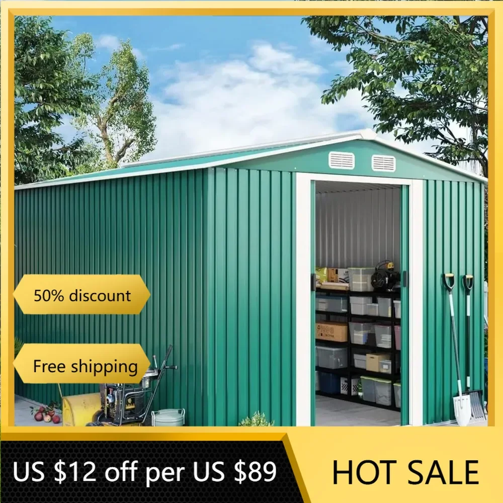 

10x8 Outdoor Storage Shed, Large Steel Shed, Metal Outdoor Shed Garden Storage Garden Buildings, for Backyard, Patio, Lawn