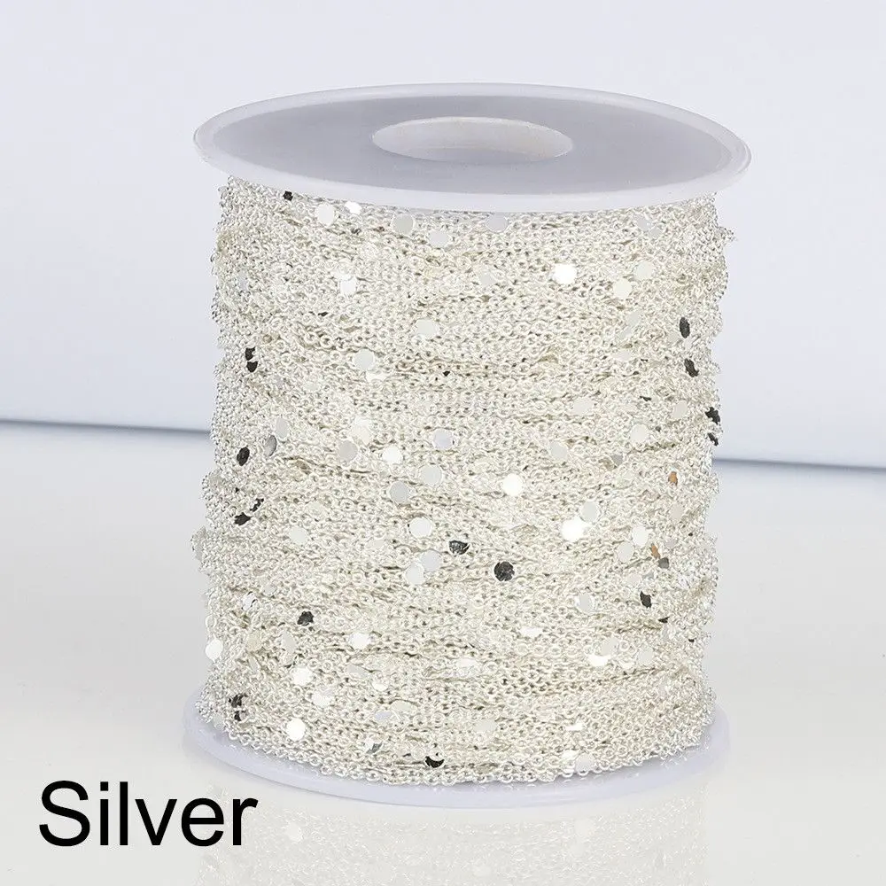 

Exquisite 1.5mm Sequins Bracelet Findings Jewelry Making 2M Sequins Chain Components Craft DIY Copper Cable Necklace