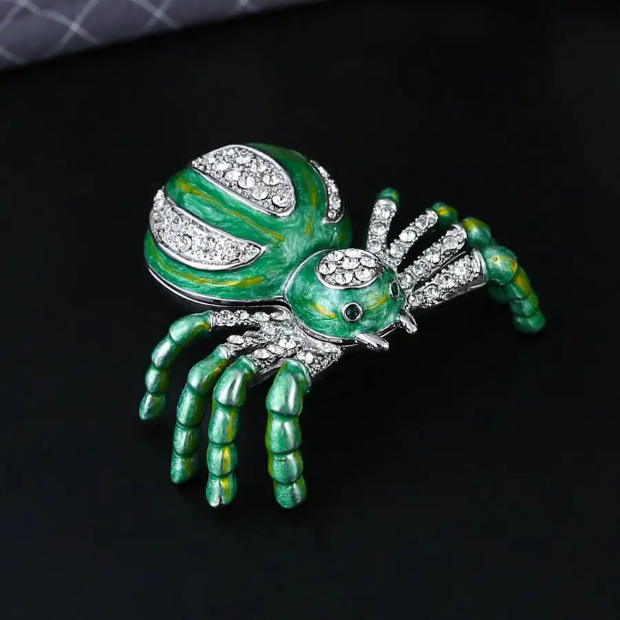 Enamel-colored Green Spider Jewelry Box, Alloy Craftsmanship Gift Decoration, Flip-top Ring Accessory, Jewelry Storage Box