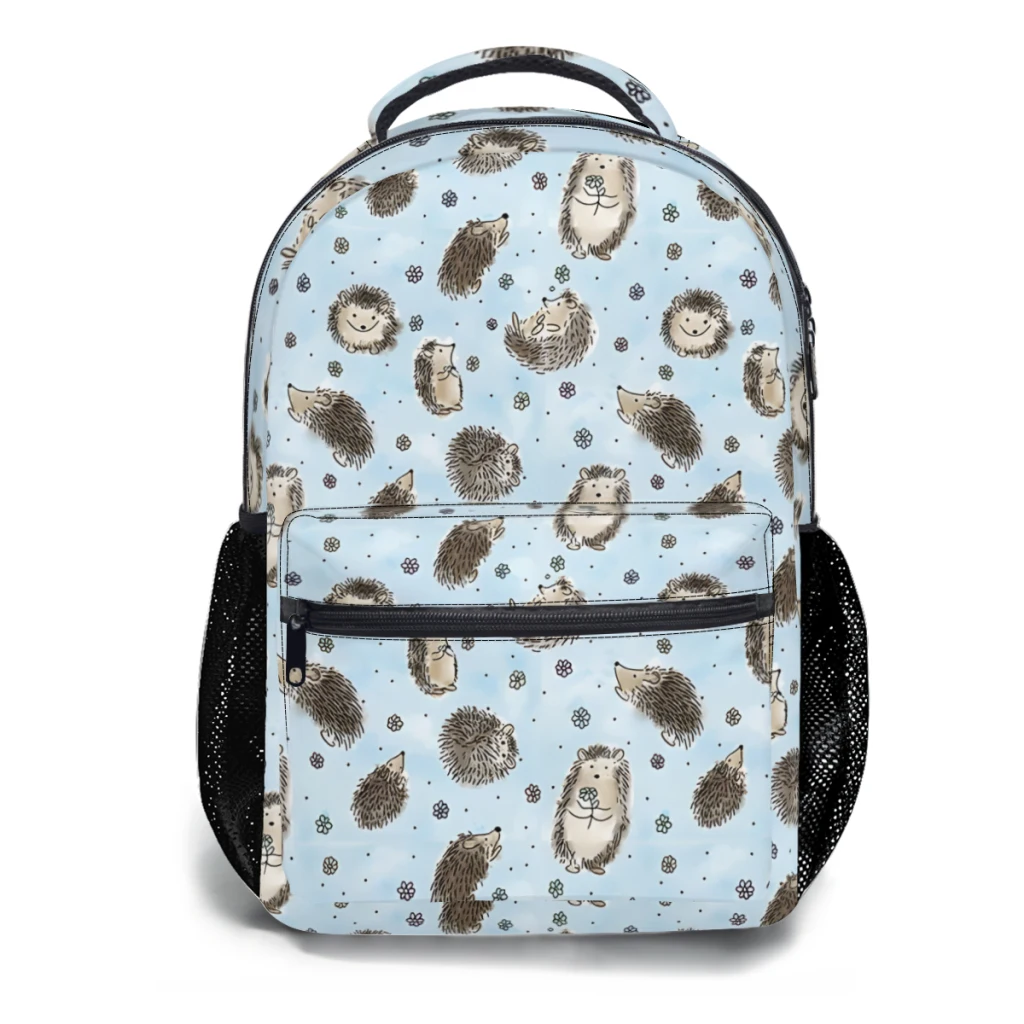 

Pastel hedgehog print New Female Fashion High Waterproof College Backpack Laptop Travel Book Bag 17inch