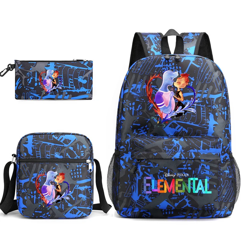 

MINISO 3Pcs Elemental Bookbag Backpack Boys Girls School bags Daily Backpacks Mochilas Shoulder Bag Set