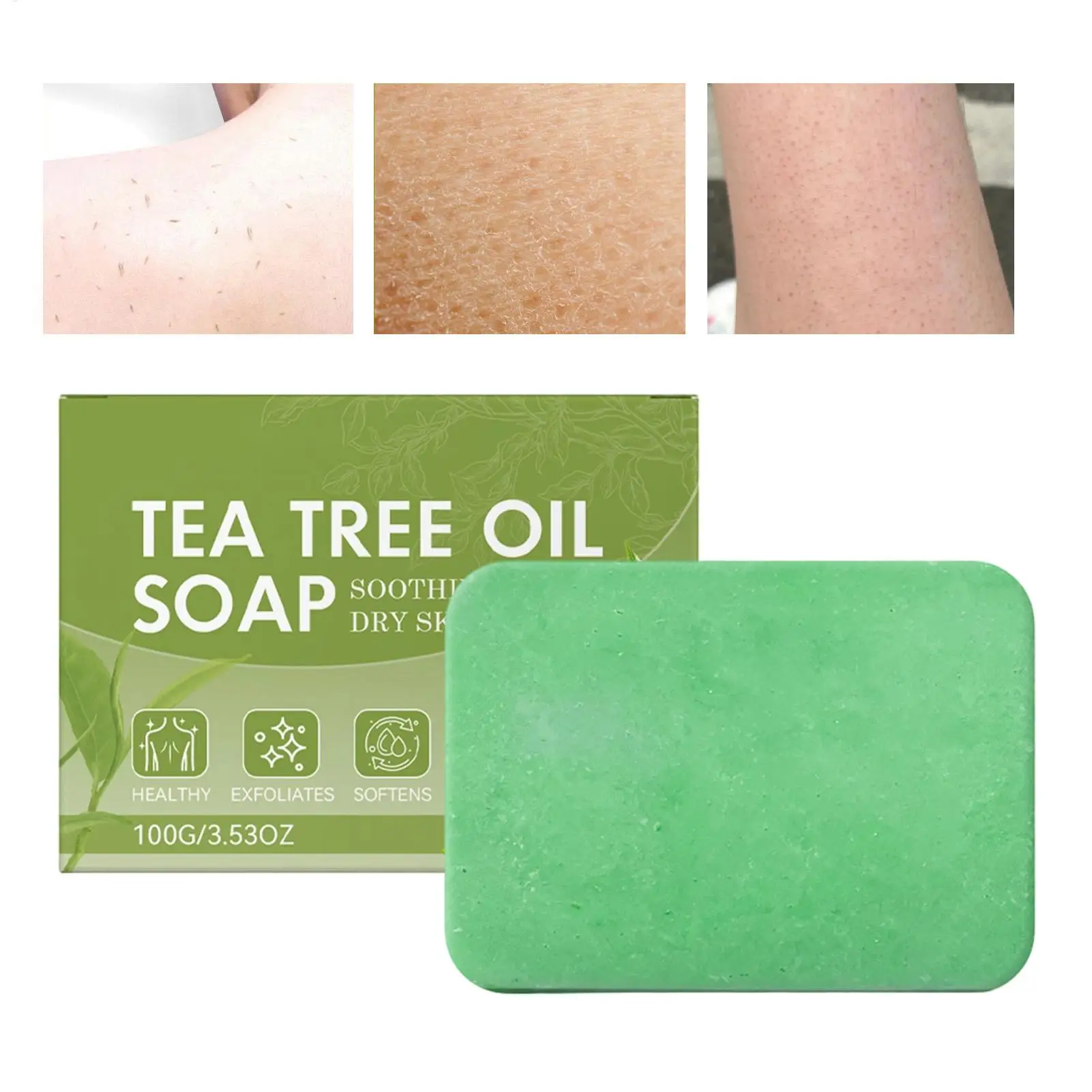 

Мыло с маслом чайного дерева для очищения, отшелушивания, осветления темных пятен, отбеливания кожи, контроля жирности, увлажнения лица, ручной работы, очищающее.