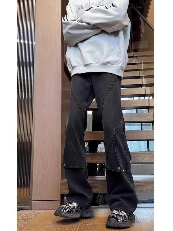 

Мужские джинсы Bla Spliced Workwear: модные брюки с высокой талией и широкими штанинами для весны и осени, молодежные, влагоотводящие