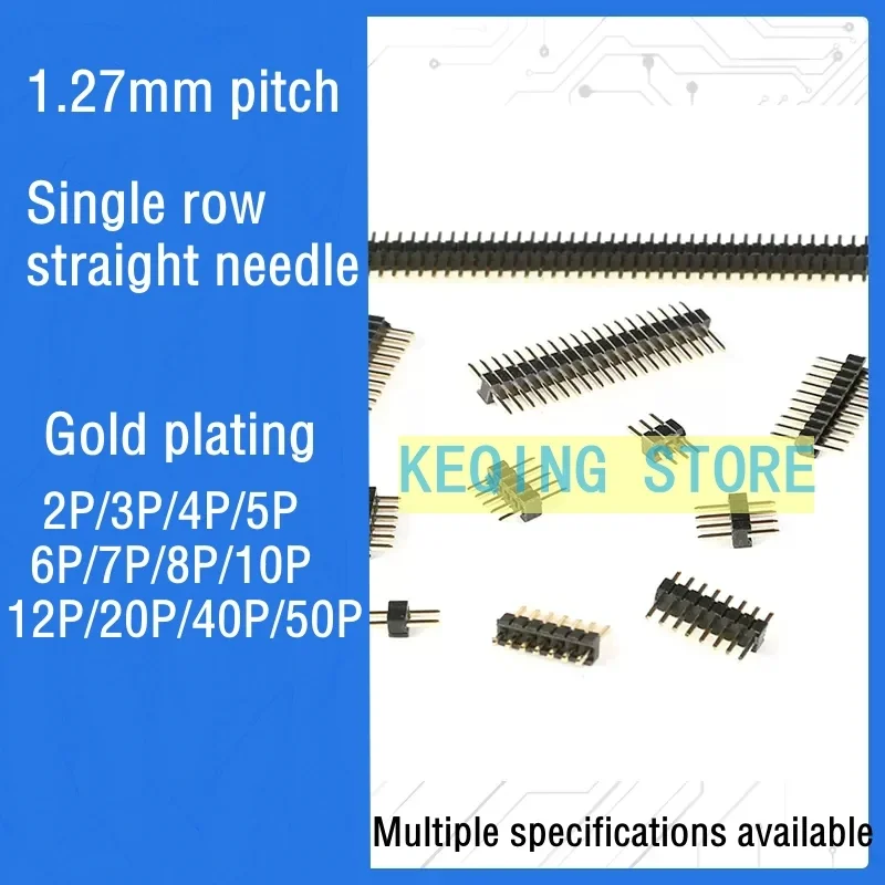 1.27mm pitch single row of pins, straight pin row 1*2P/3/4/5/6/7/8/10/12/20/40/50PIN Wiring Termina Block & Connector