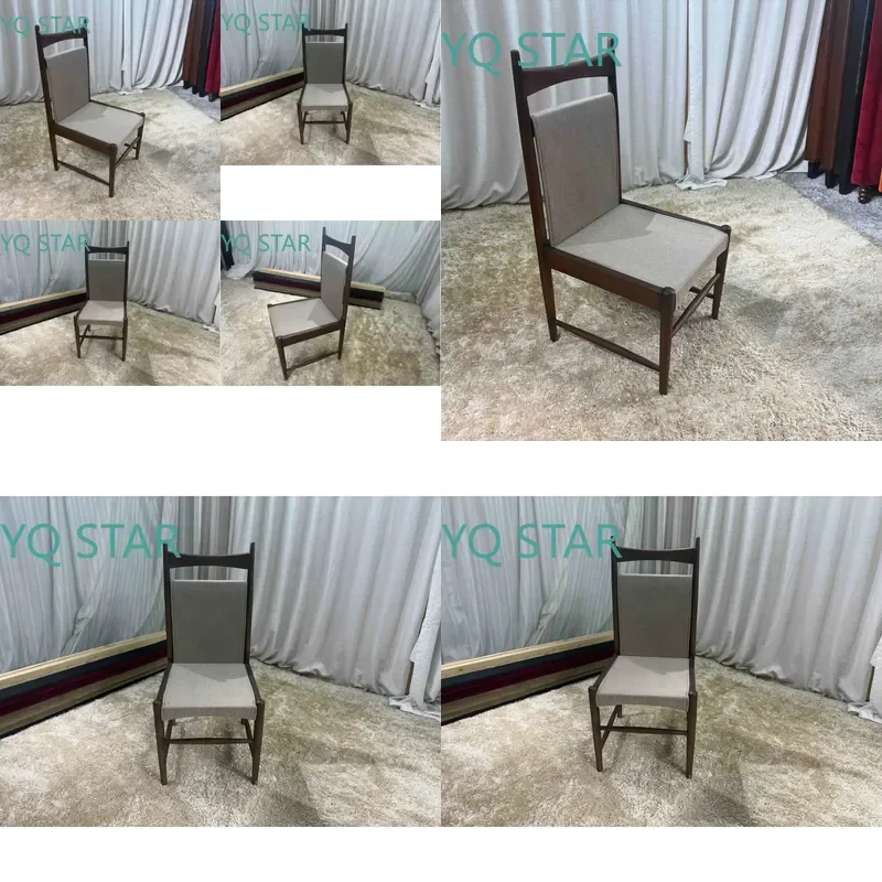 Nordic Style Solid Wood Dining Chair for Restaurant Cafe Hotel Indoor Decor Tufted Comfortable Wooden Furniture