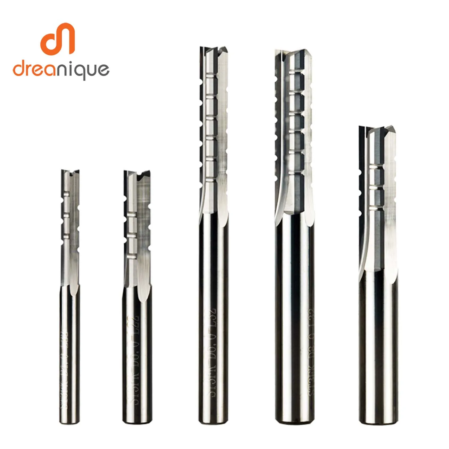 Dreanique 1pc 3 Straight Flutes Tungsten Carbide Milling Cutter Chipbreaker Woodworking Carving CNC Trimming Slot Bit Plywood