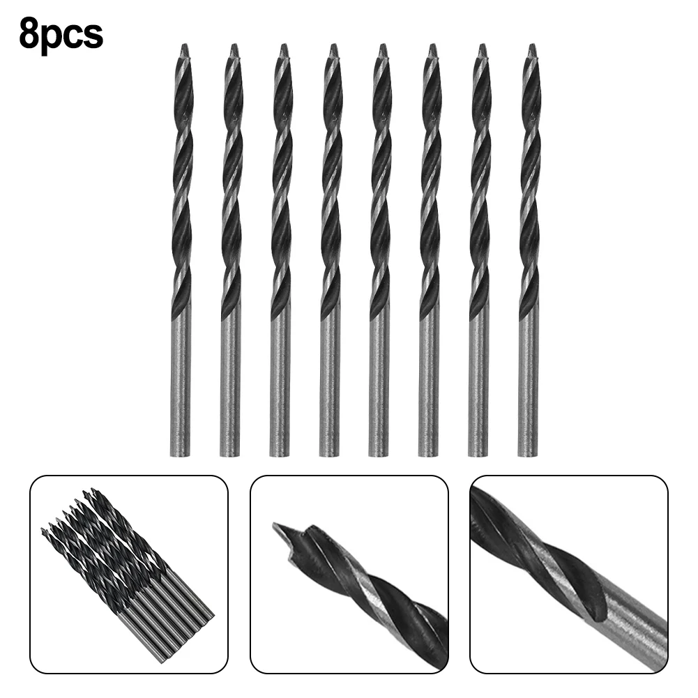 

8Pcs Tri-point Drill Bits Spiral 3mm Diameter High Carbon Steel For Repair Home Wood Drilling Grinding Power Tools Accessories