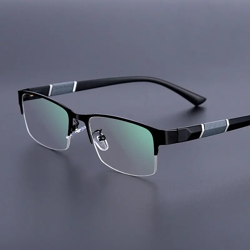 Anti-blue Light Nearsighted Prescription Glasses Men Women Framless Alloy Half Rim Glasses Blue Light Proof Minus 0 To -6.0