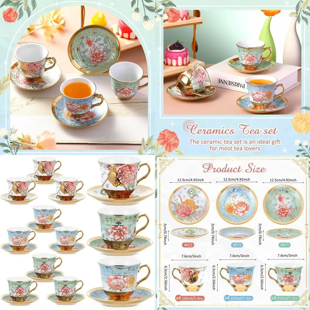 

Набор из 12 чашек и блюдец для элегантных чаепитий, идеально подходит для дней рождения, церковных мероприятий и празднования Дня матери.