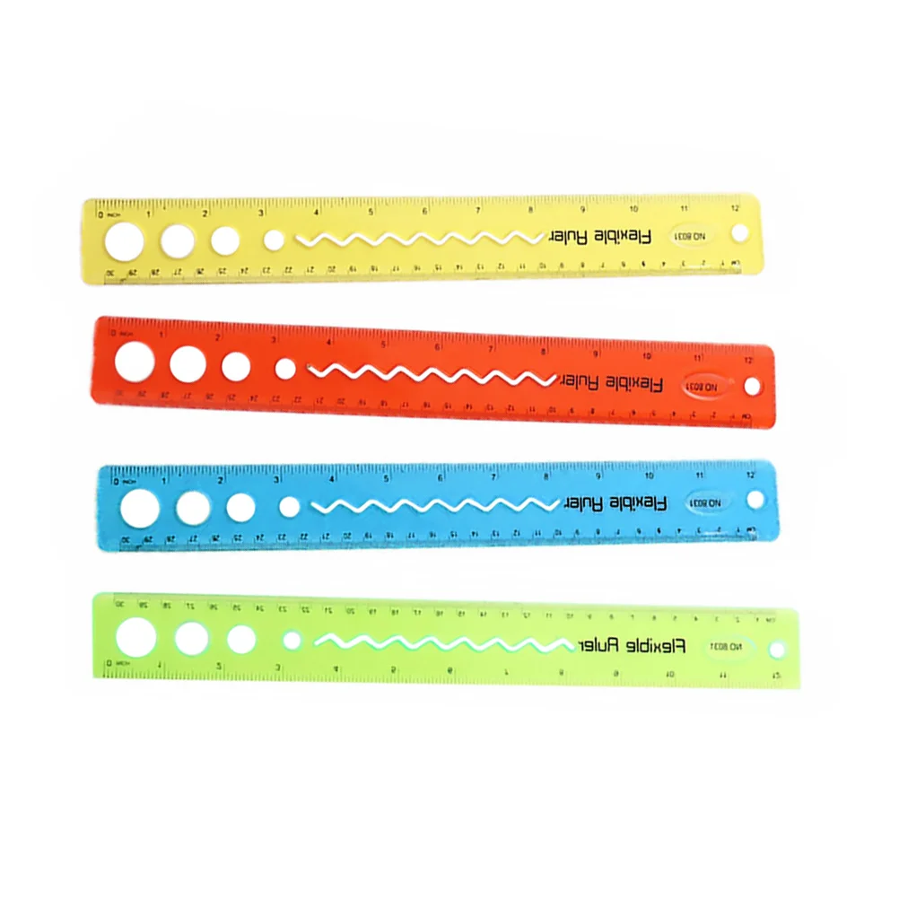 4 Pcs Bendable Ruler Portable Flexible Convenient Students Accessory Wear-resistant Kids Clear Precision