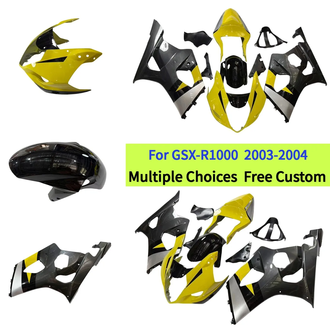 

Комплект пластикового обвеса для спортбайка Suzuki GSX-R1000 K3 K4 2003-2004, изготовленный методом литья под давлением, с чехлом на сиденье