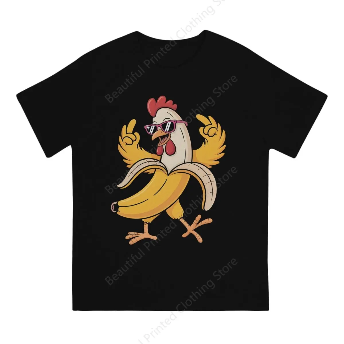 Men Women Cool T-shirt chicken banana Funny Printing  T-shirts Fashion Loose Tops Street Short Sleeve