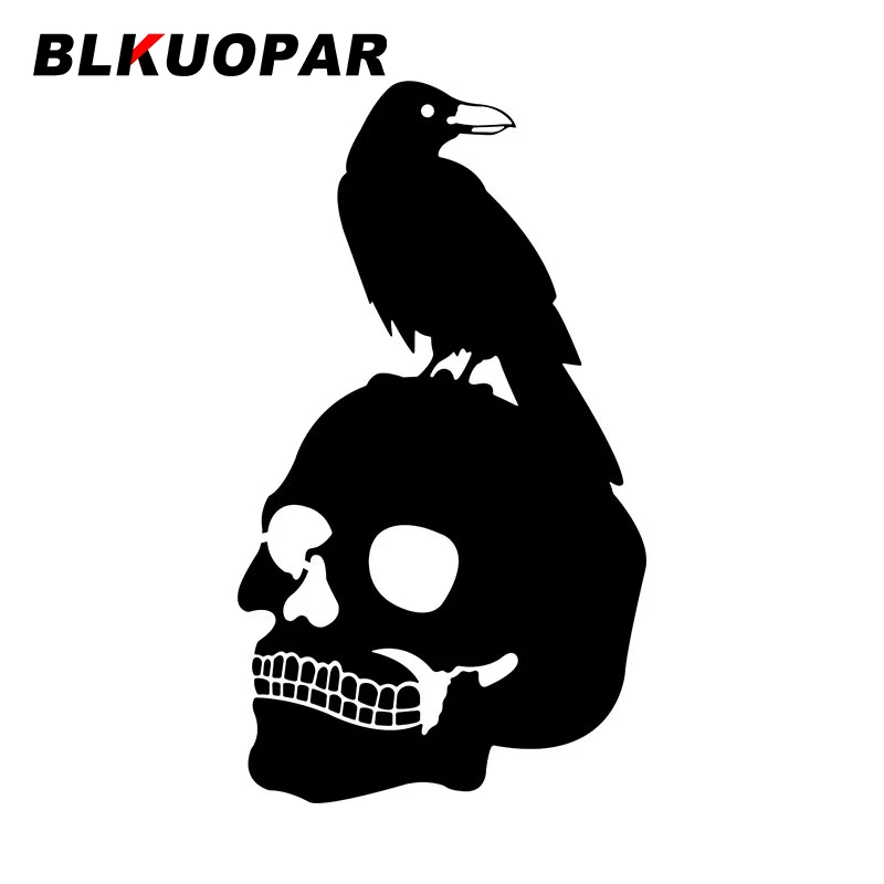 BLKUOPAR Raven Crow on Skull Car Stickers Anime Vinyl Creative Die-cut Waterproof Scratch-Proof Bumper Graphics Car Accessories