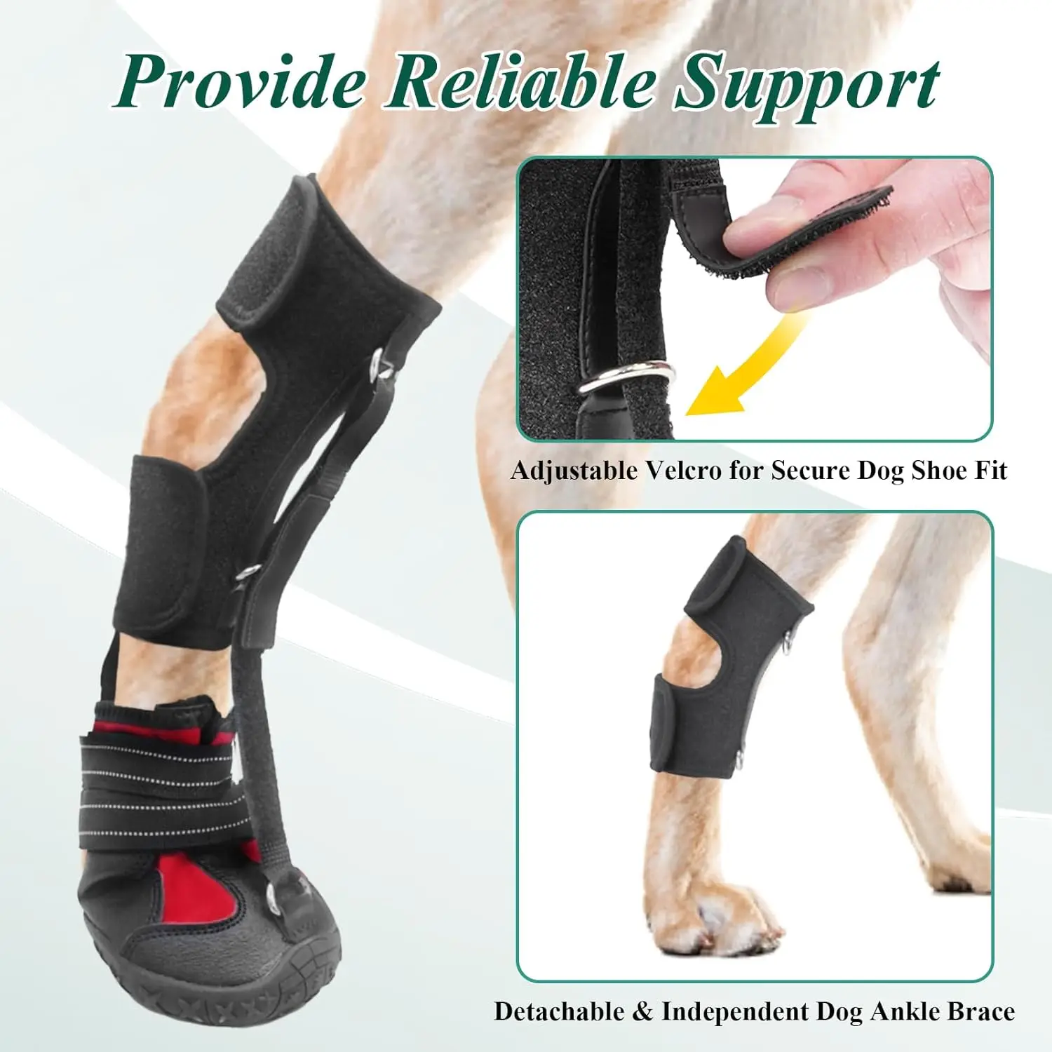 Strap-On Drop Foot Brace (No Knuckling Boot Brace) for Dogs— Corrective Puppy Shoes With Safely Lift Toes Paw Issues, Arthritis