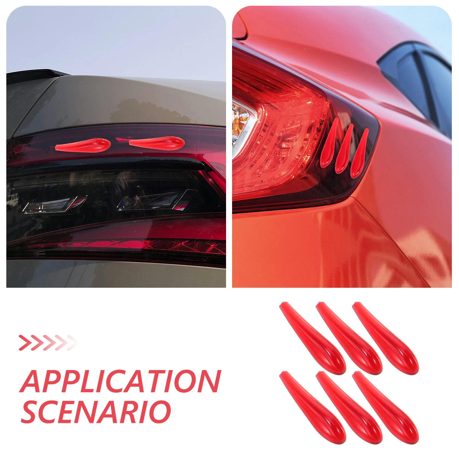 

6pcs Car Spoiler Sticker Plastic Tail Spoiler For Automotive Vehicle Accessory Anti Scratch Wind Resistance Reduction Stylish