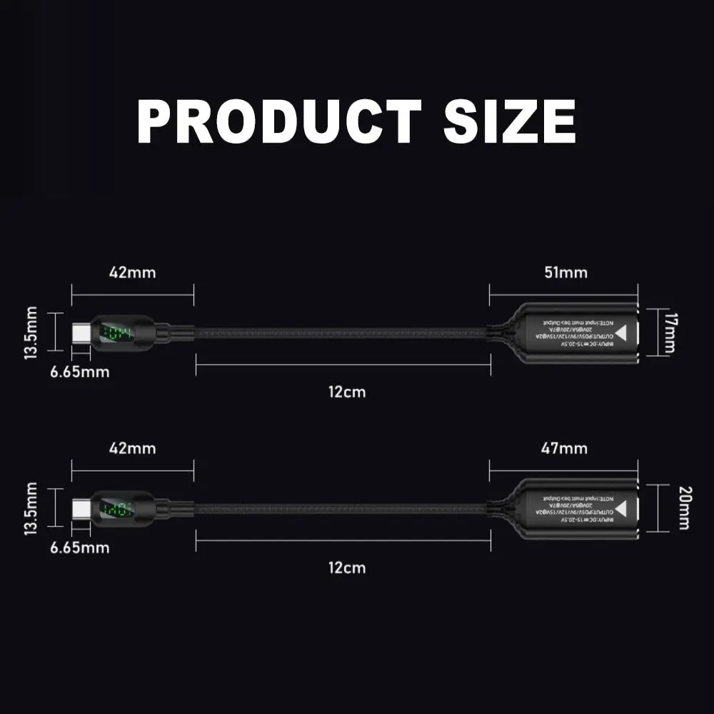 Digital Display DC to Type-C Converter PD 140W USB-C Output Charging Cable Adapter Intelligent 5525 7406 Power Meter Tester