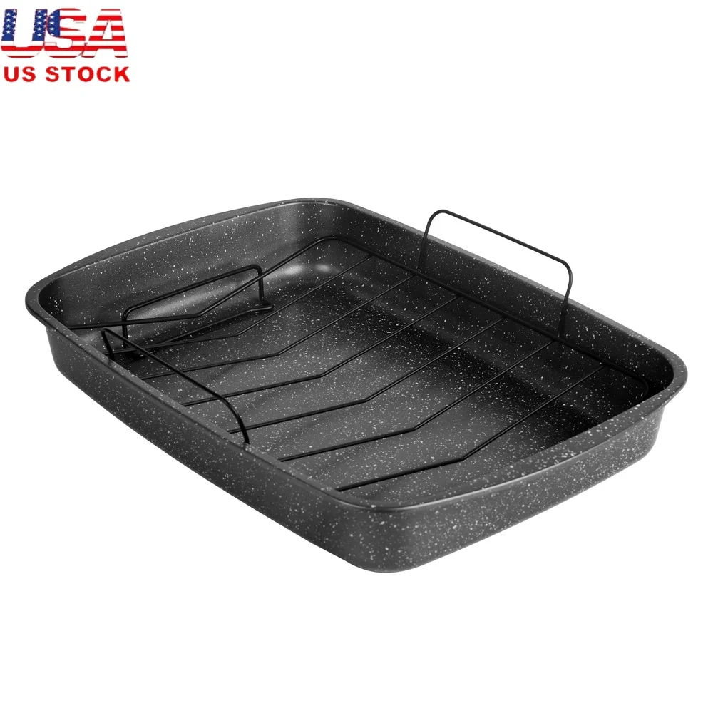 

Набор сковородок для обжарки из углеродистой стали с антипригарным покрытием и проволочной стойкой. Легкое приготовление целых птиц. Хамбы. Идеальная семейная еда.