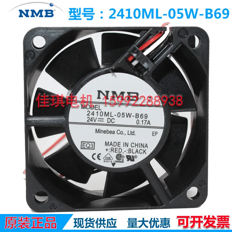 

Бесщеточный охлаждающий вентилятор NMB DC24V 0.17A 6025 для инверторов, модель 2410ML-05W-B69, для отвода тепла
