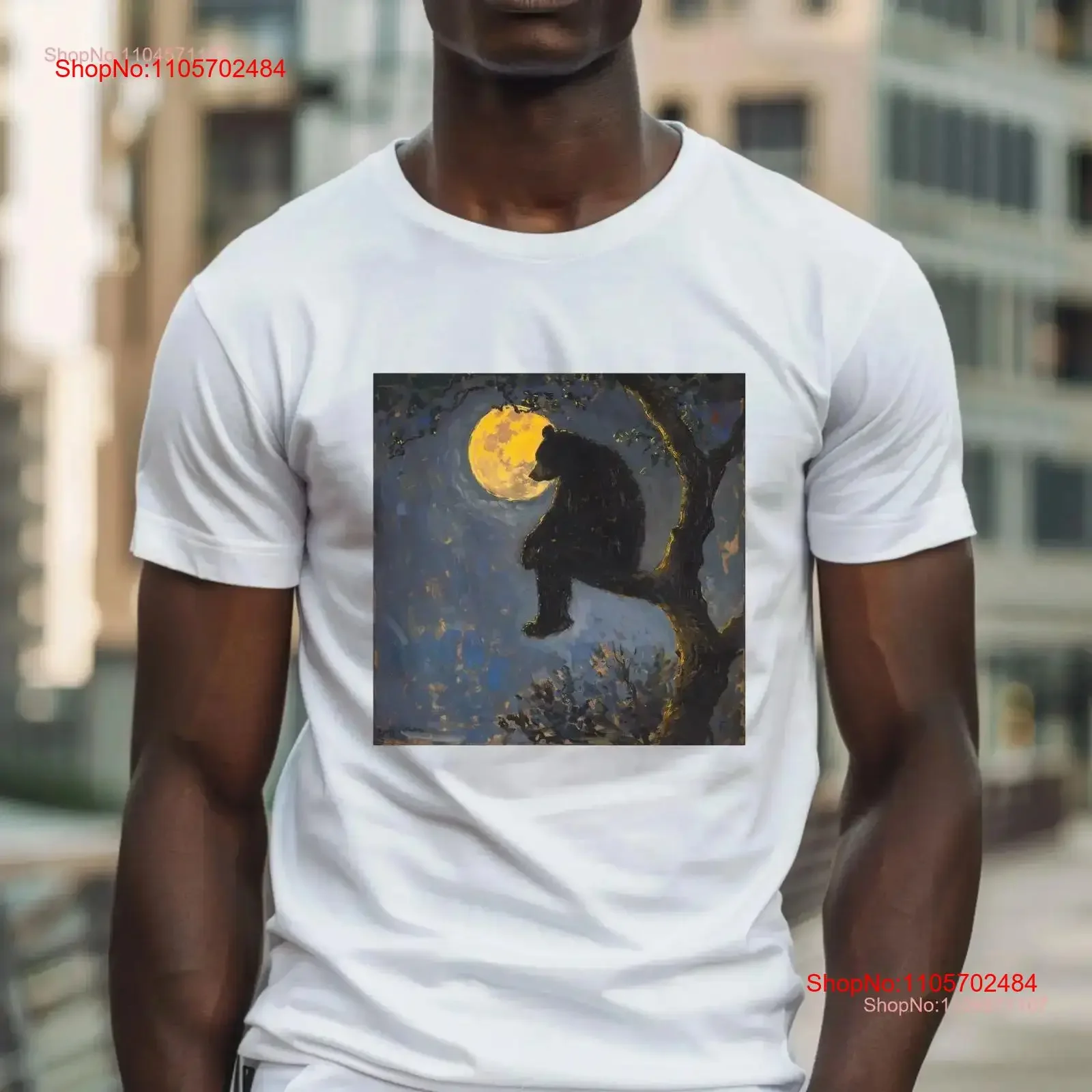 Bear Enchanted Evening T Shirt Lover Animal Art Painting Design Casual Wild Animals Idea vintage Washed Stretched Comfortable