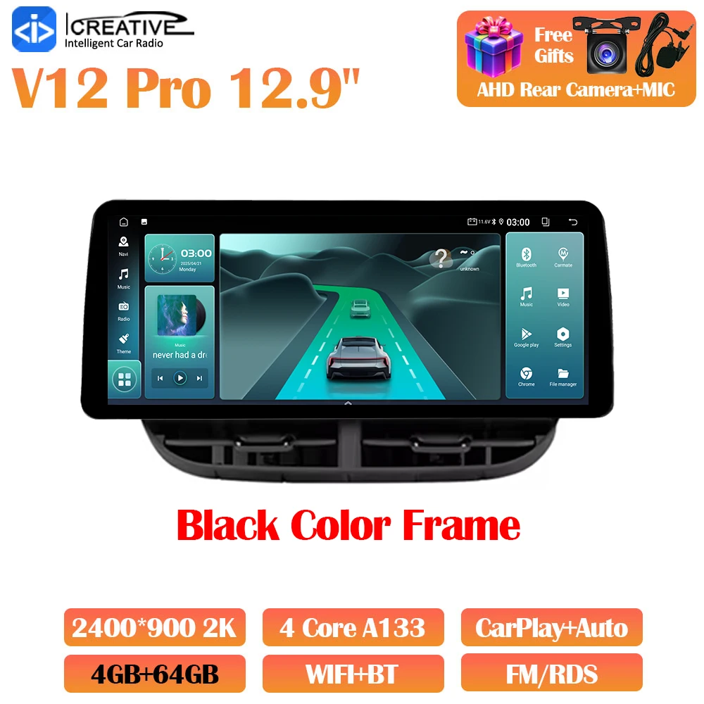 Android 13 Autoradio Voor Fiat 500 2007-2014 Carplay Auto Multimedia Stereo 360 Camera Navigatie GPS Intelligente 5G Video speler